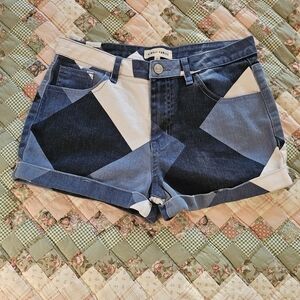 Almost Famous Denim Multi Color-Blocked Shorts